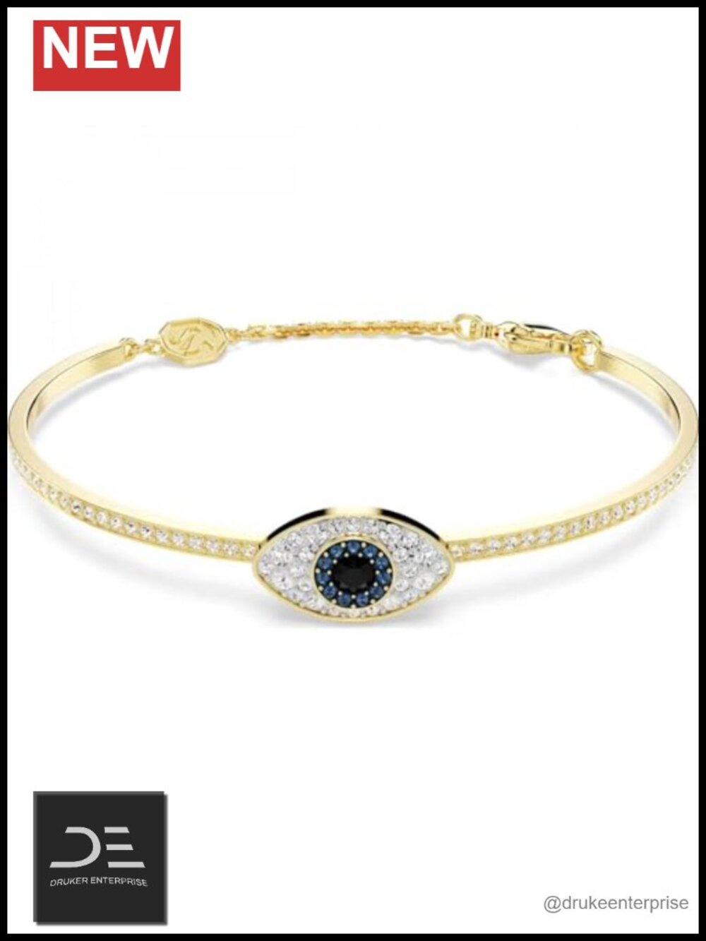 Swarovski Crystal Gold Plated Cuff Bangle Bracelet, Size Large